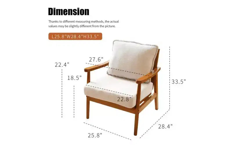 Modern Accent Chair with Solid Wood Frame and Plush Fabric Cushion