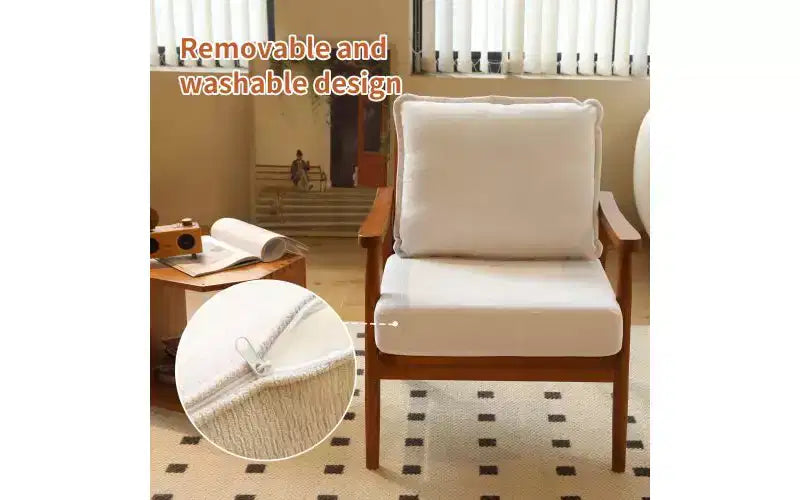 Modern Accent Chair with Solid Wood Frame and Plush Fabric Cushion