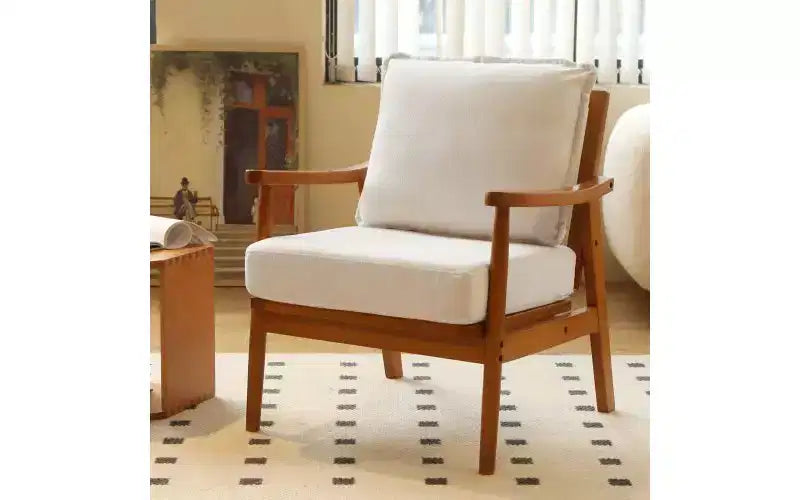 Modern Accent Chair with Solid Wood Frame and Plush Fabric Cushion