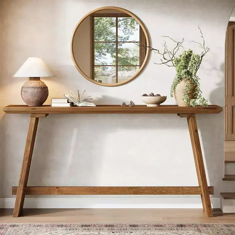 Solid Wood Console Table for Entryway, 63" Long Farmhouse Sofa Table