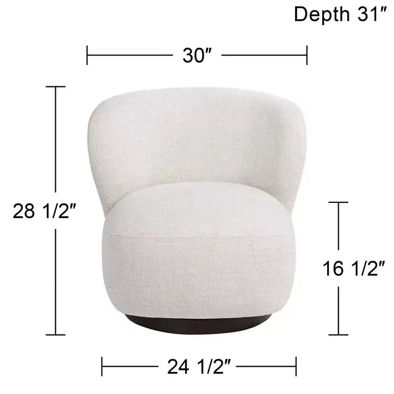 Off-White Occasional Swivel Chair, 30" Wide