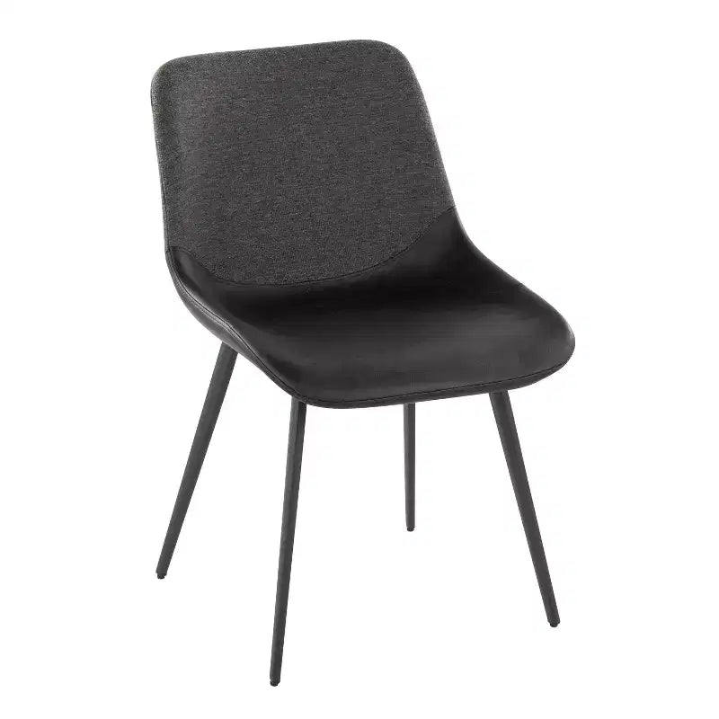 Set of 2 Two-Tone Fabric Accent Chairs, Black Metal Base