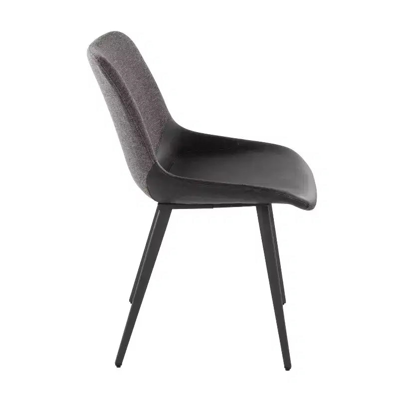 Set of 2 Two-Tone Fabric Accent Chairs, Black Metal Base