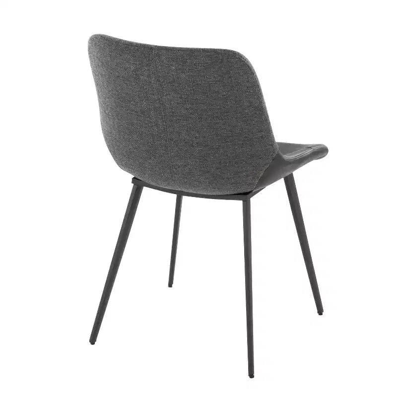 Set of 2 Two-Tone Fabric Accent Chairs, Black Metal Base