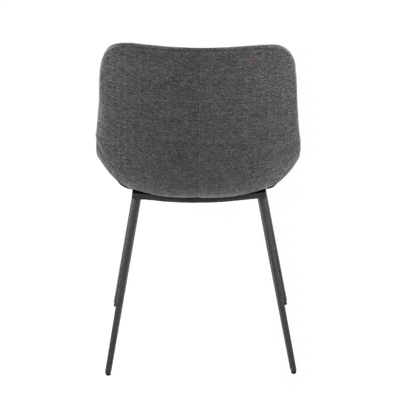 Set of 2 Two-Tone Fabric Accent Chairs, Black Metal Base