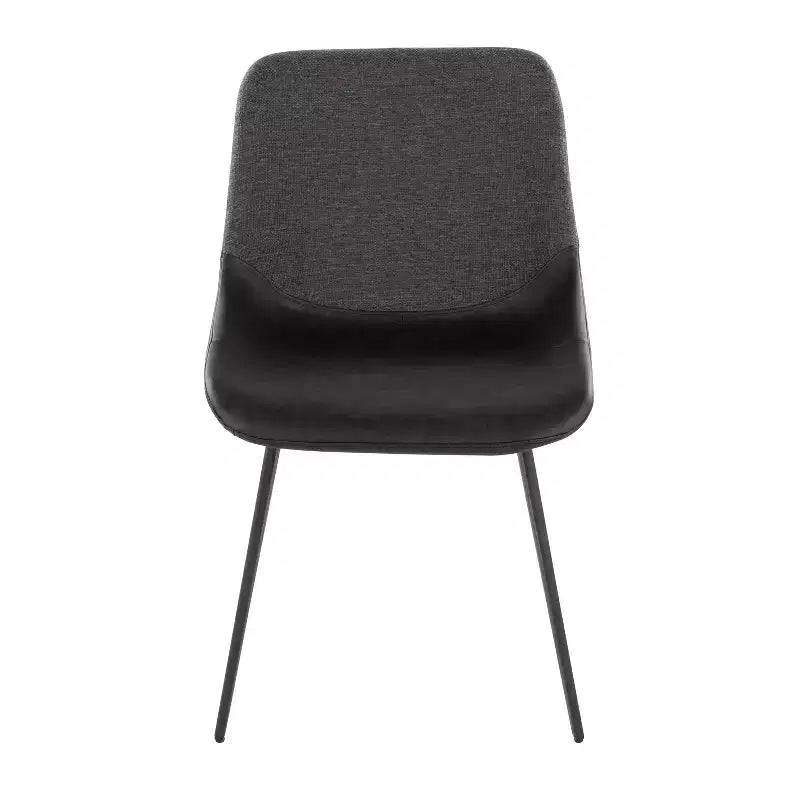Set of 2 Two-Tone Fabric Accent Chairs, Black Metal Base