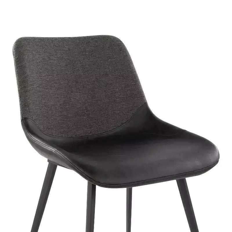 Set of 2 Two-Tone Fabric Accent Chairs, Black Metal Base