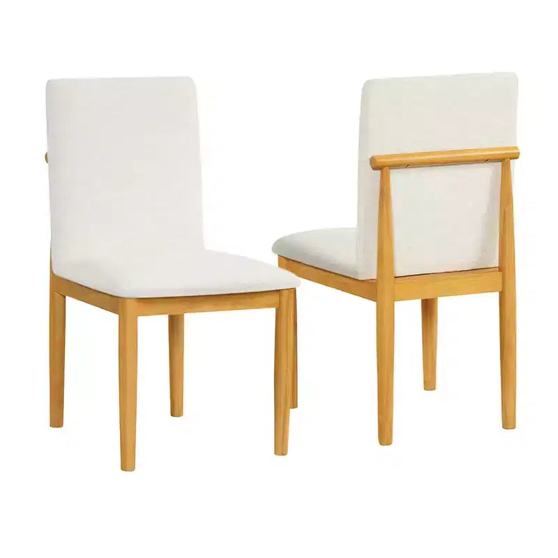Set of 2 Modern Upholstered Dining Chairs, Cream