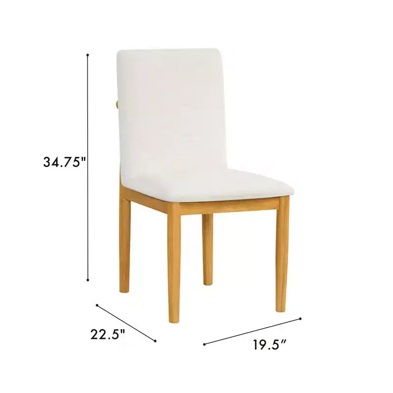 Set of 2 Modern Upholstered Dining Chairs, Cream