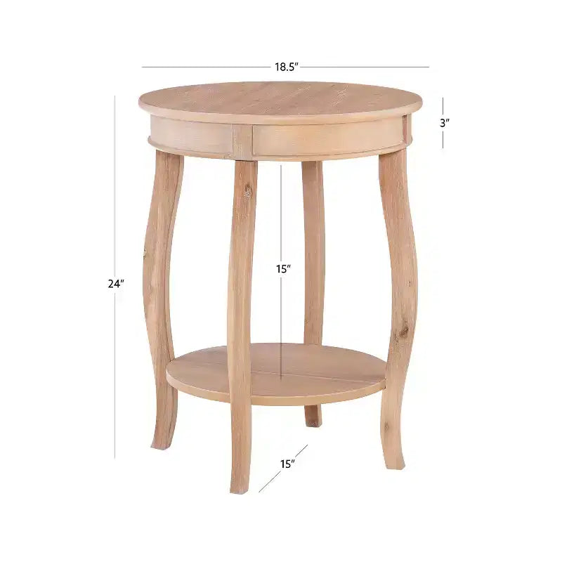 Round Accent Side Table Natural Wood