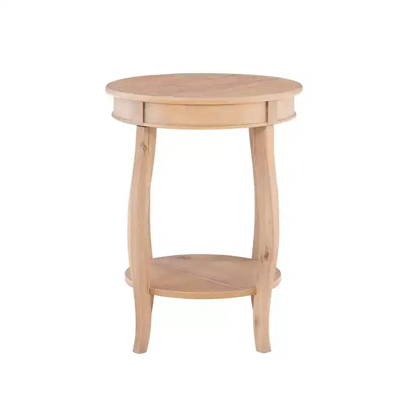 Round Accent Side Table Natural Wood