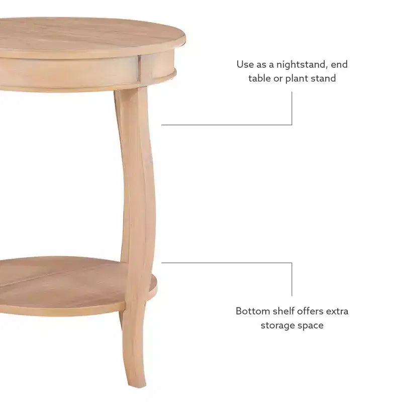 Round Accent Side Table Natural Wood