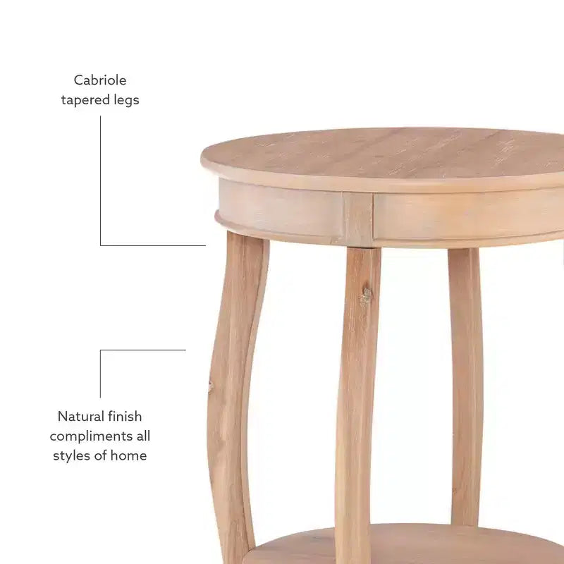 Round Accent Side Table Natural Wood