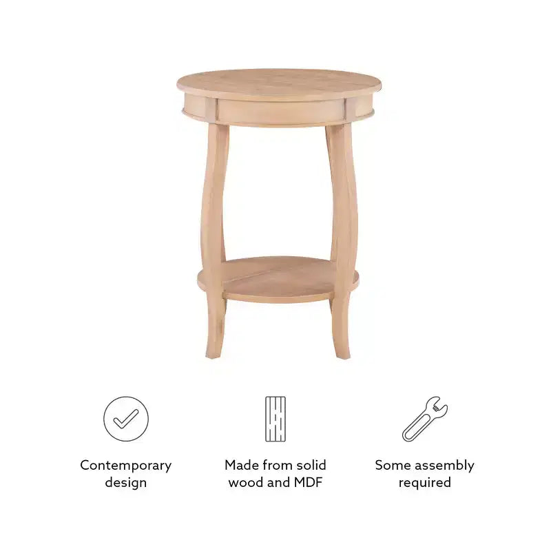 Round Accent Side Table Natural Wood