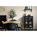 21.5" Wide Decorative Storage Cabinet, Black Metal Frame, 3 Shelves, Fluted Glass Doors
