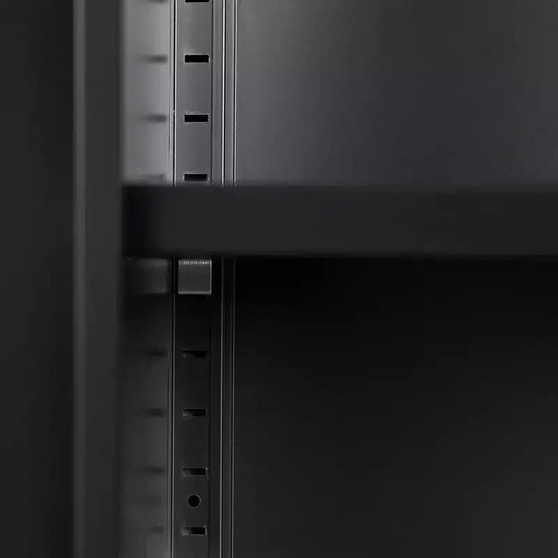 21.5" Wide Decorative Storage Cabinet, Black Metal Frame, 3 Shelves, Fluted Glass Doors