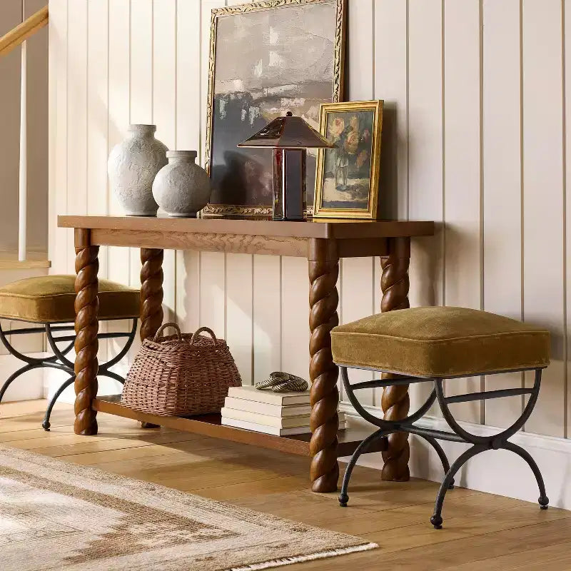 60" Console Table with Braided Legs