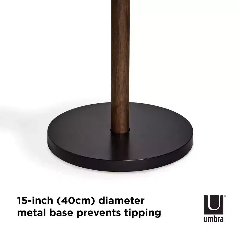 Wood Pillar Coat Rack, 8-Hook, Freestanding, Black/Walnut, 66" Tall
