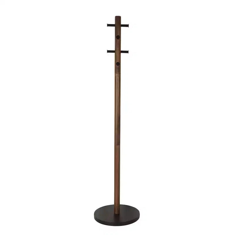 Wood Pillar Coat Rack, 8-Hook, Freestanding, Black/Walnut, 66" Tall