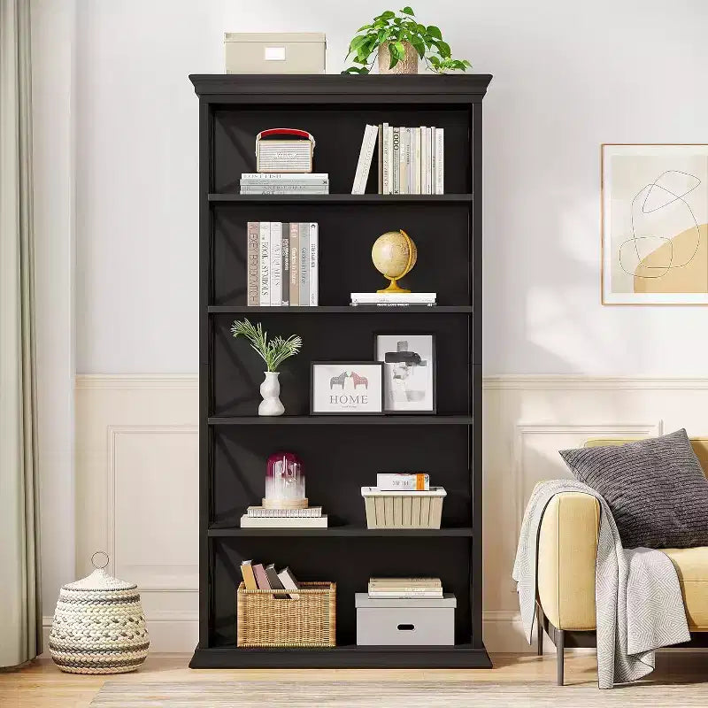 6-Tier 70.87" Freestanding Bookshelf with X-Bar Side Accents, Metal Frame
