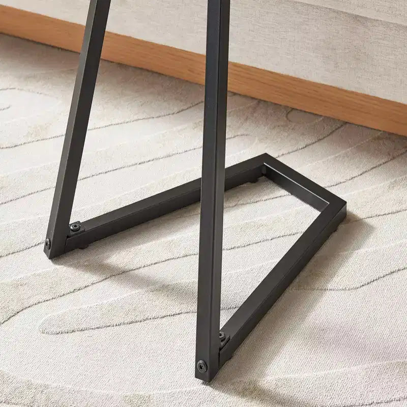 Addison Round Couch Side Accent Table with Modern Metal Pedestal Leg, 23.3x15.75, Black