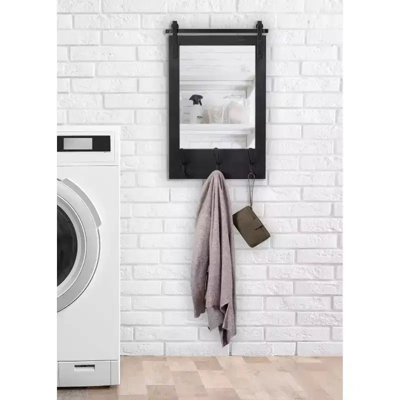 Functional Wall Mirror, 18x28, Wood Frame