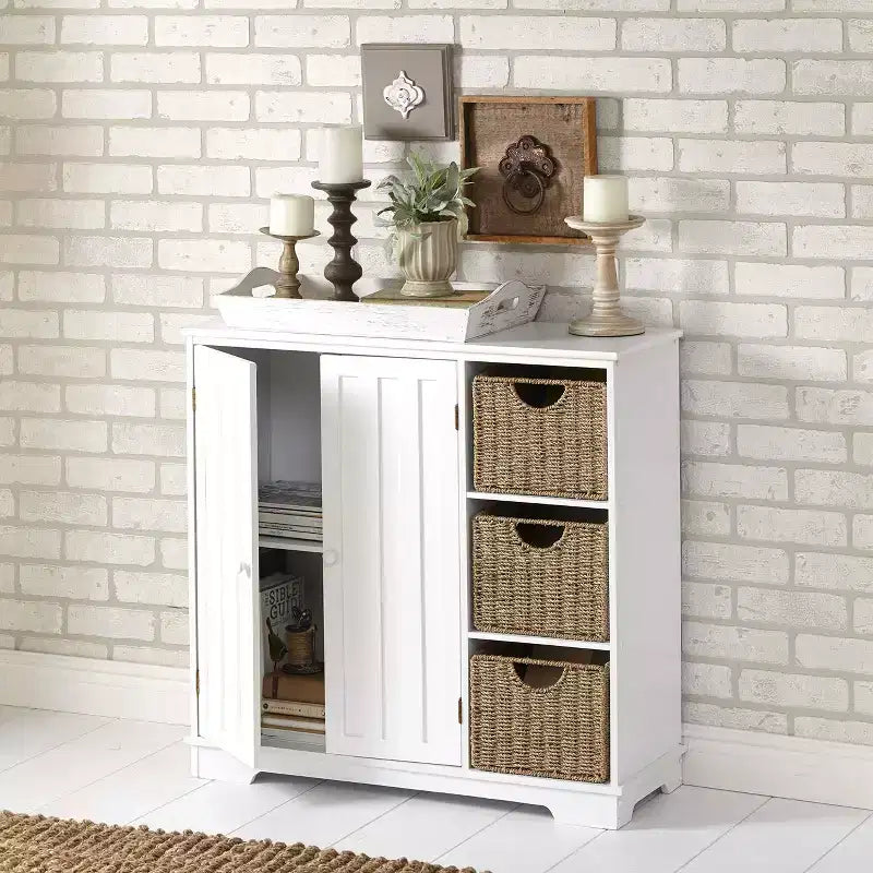 Lakeside Collection Beadboard Buffet Cabinet - Sideboard with Storage