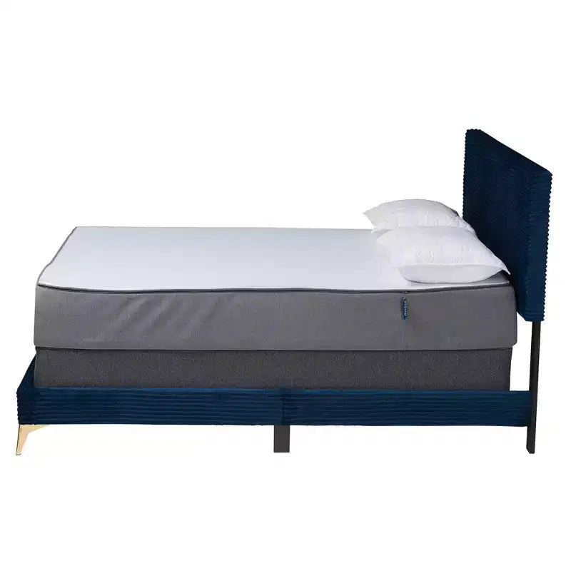 Abberton Modern Velvet and Metal Panel Bed