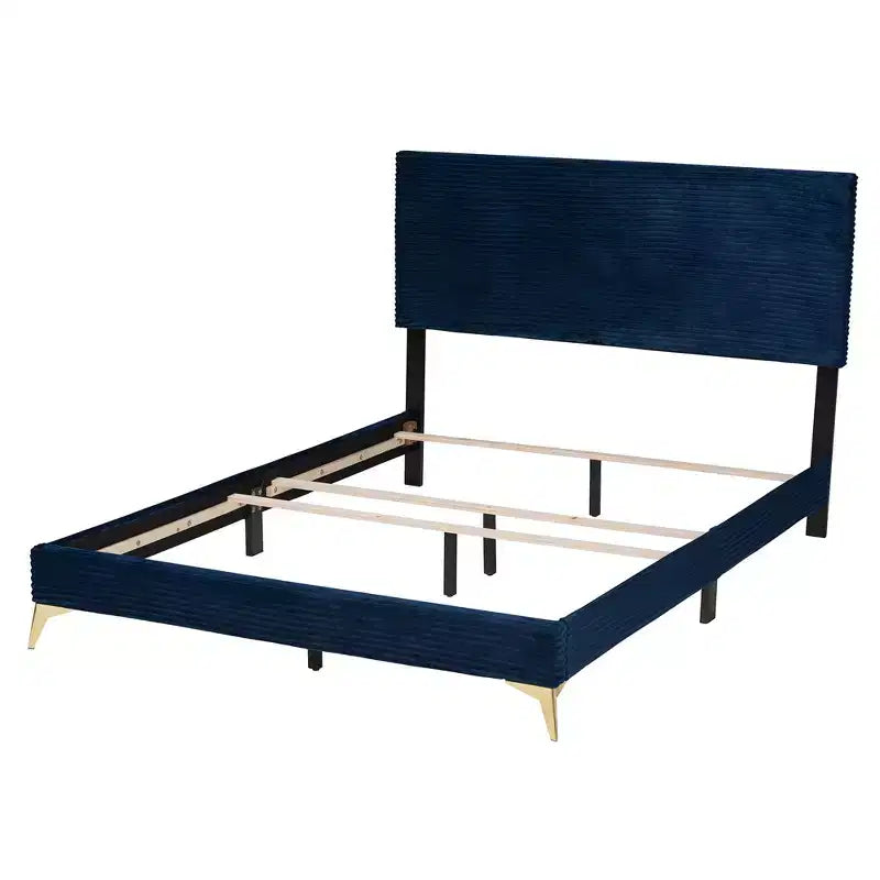 Abberton Modern Velvet and Metal Panel Bed
