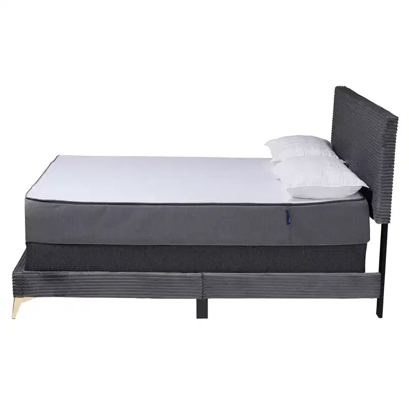 Abberton Modern Velvet and Metal Panel Bed