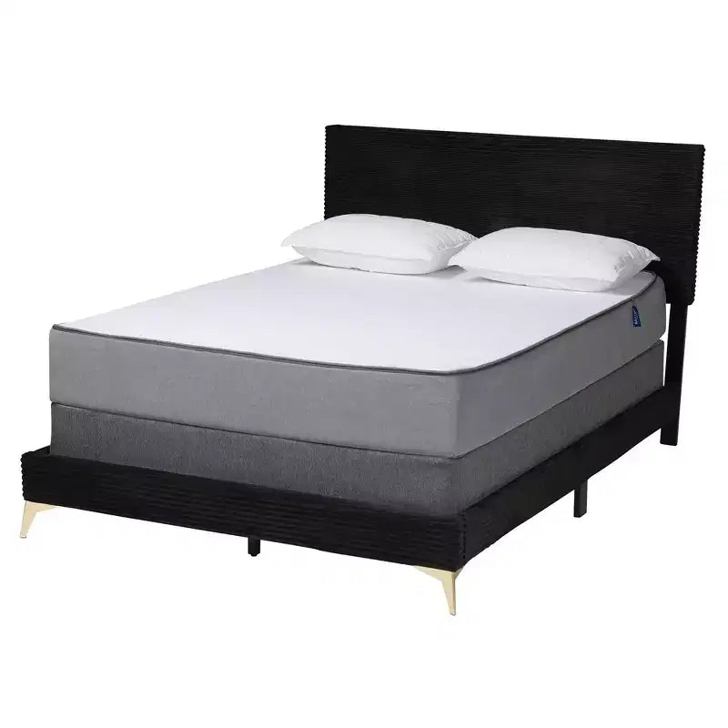Abberton Modern Velvet and Metal Panel Bed