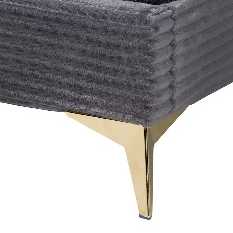 Abberton Modern Velvet and Metal Panel Bed
