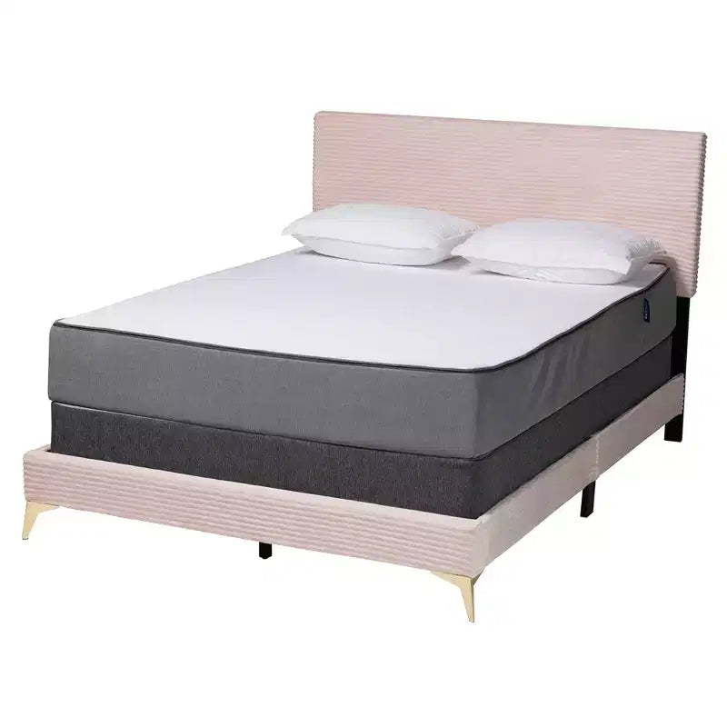Abberton Modern Velvet and Metal Panel Bed