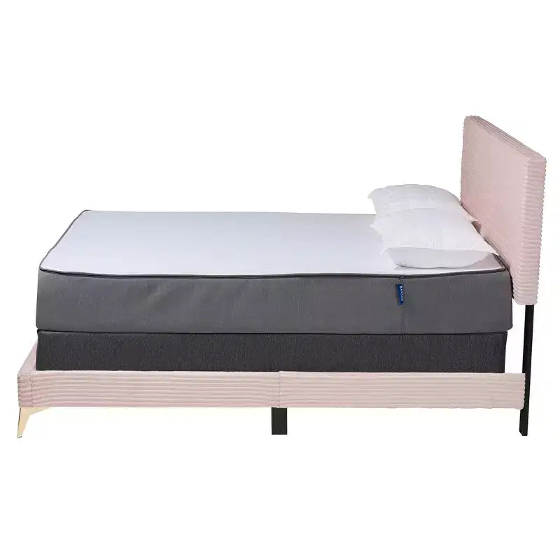 Abberton Modern Velvet and Metal Panel Bed