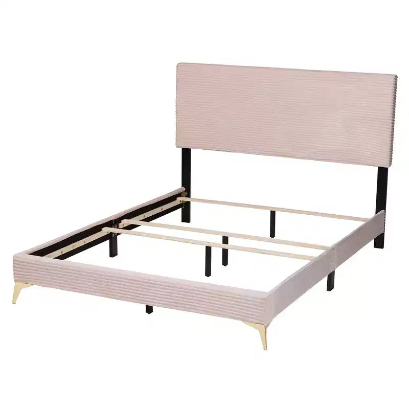 Abberton Modern Velvet and Metal Panel Bed