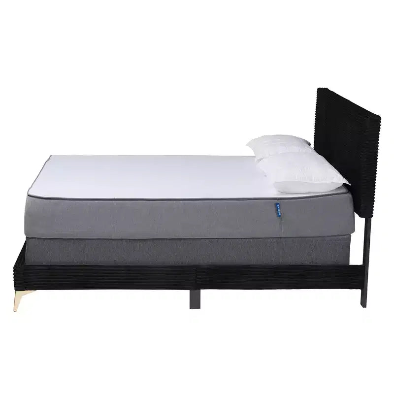 Abberton Modern Velvet and Metal Panel Bed