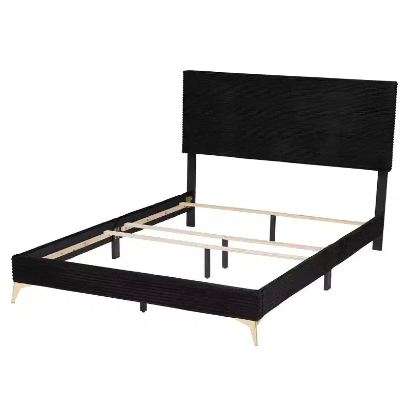 Abberton Modern Velvet and Metal Panel Bed