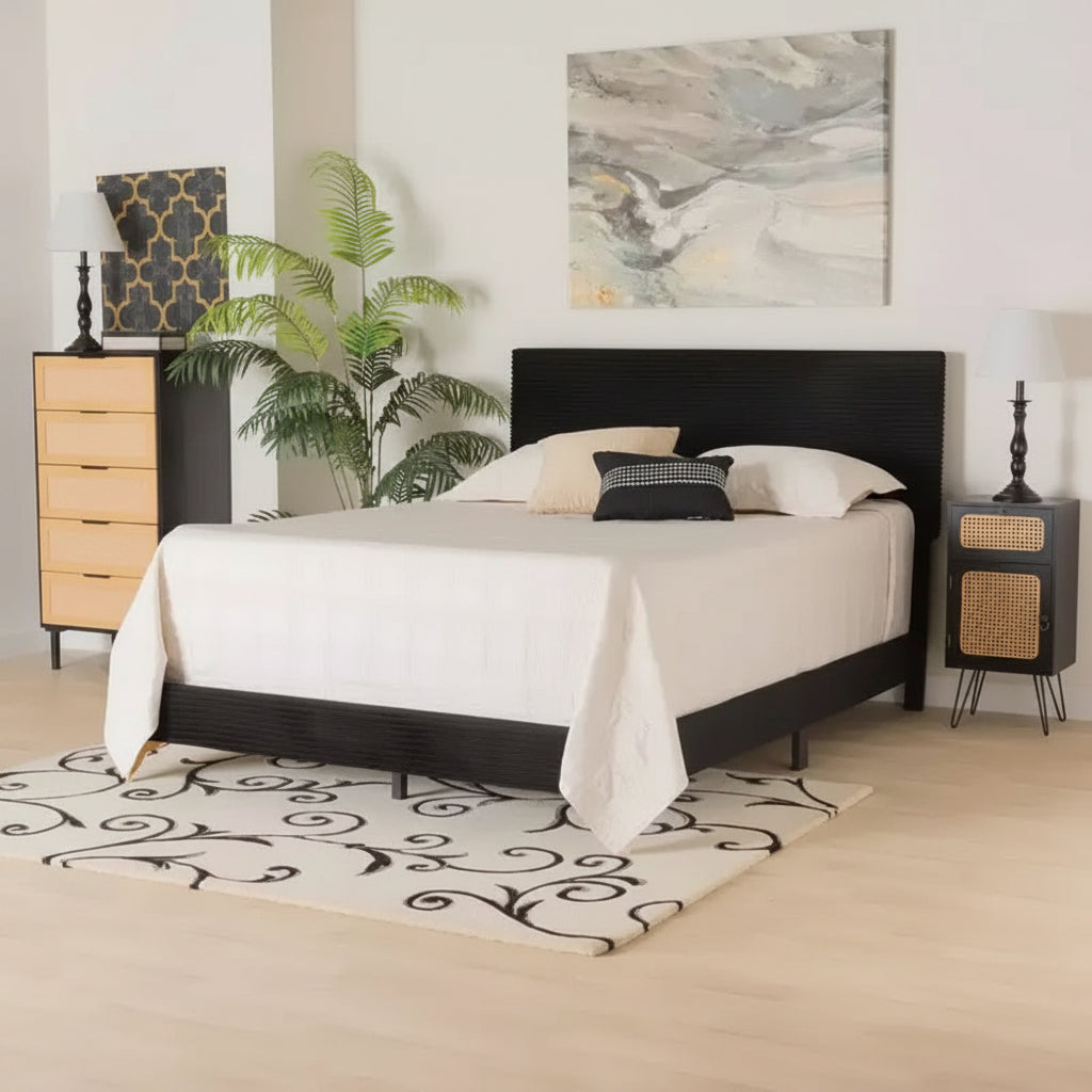 Baxton Studio Abberton Modern and Contemporary Velvet and Metal Panel Bed