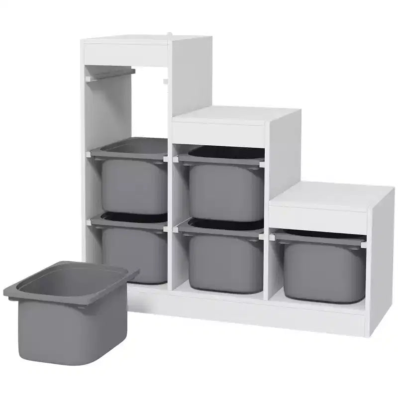 Kids Toy Storage Organizer with 6 Bins & 3 Layers, Gray