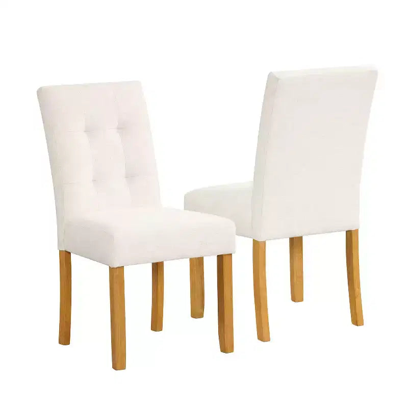Set of 2 Tufted Back Dining Chairs, Plywood Frame, Polyester Upholstery