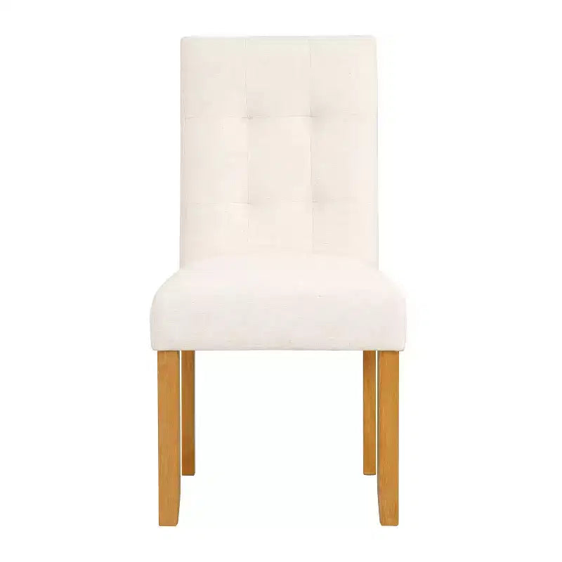 Set of 2 Tufted Back Dining Chairs, Plywood Frame, Polyester Upholstery