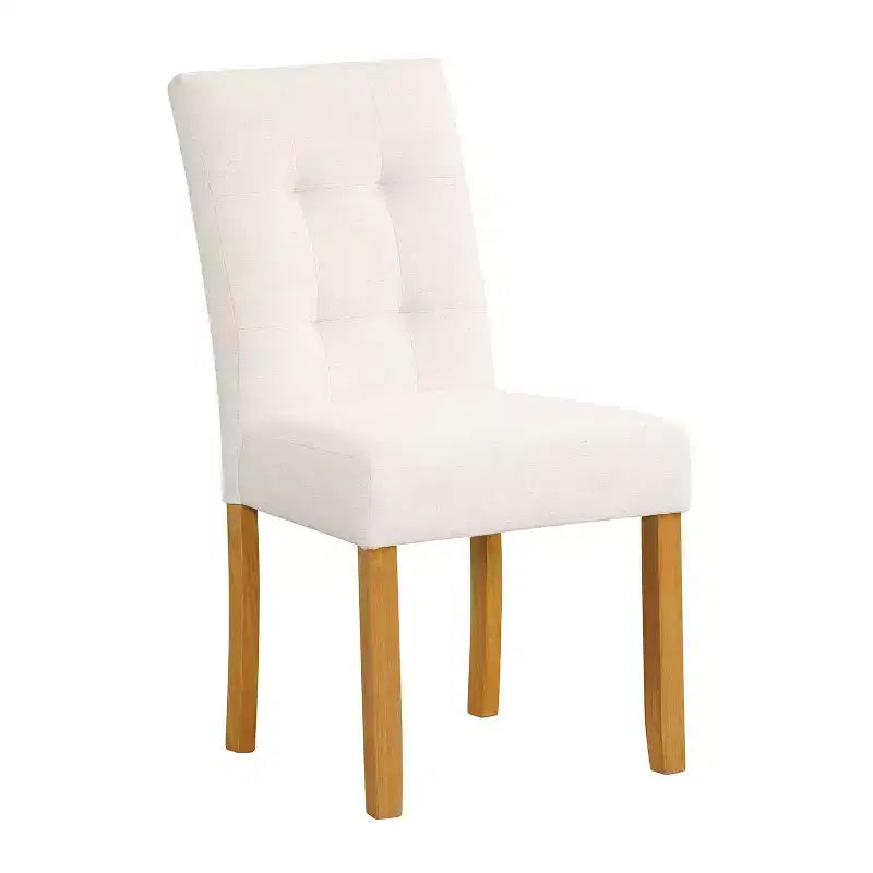 Set of 2 Tufted Back Dining Chairs, Plywood Frame, Polyester Upholstery