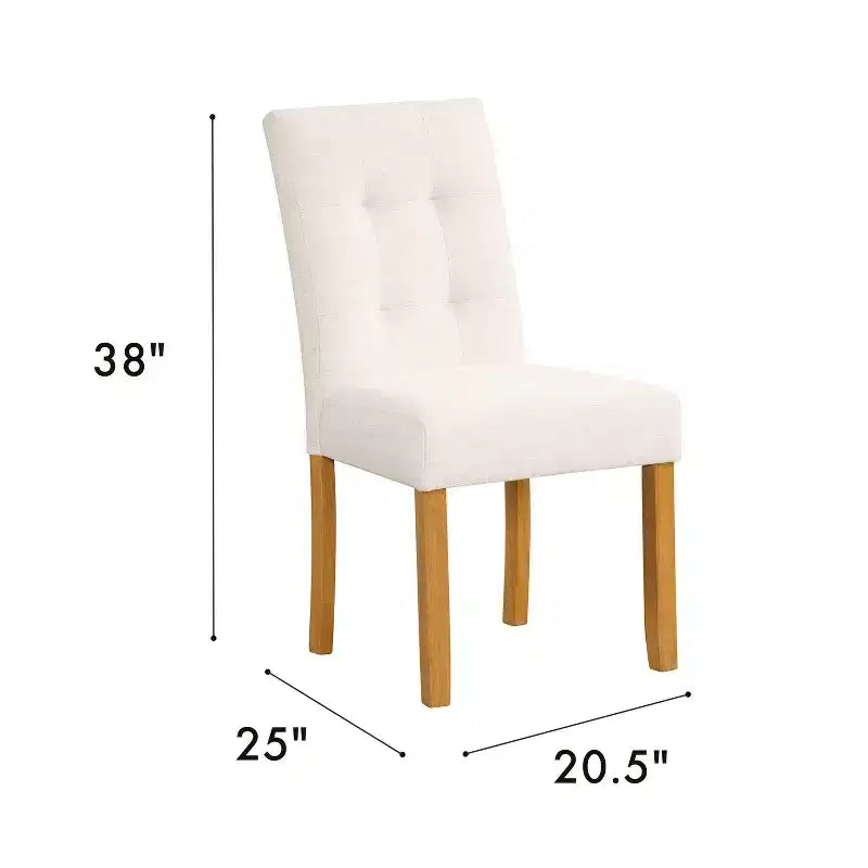 Set of 2 Tufted Back Dining Chairs, Plywood Frame, Polyester Upholstery