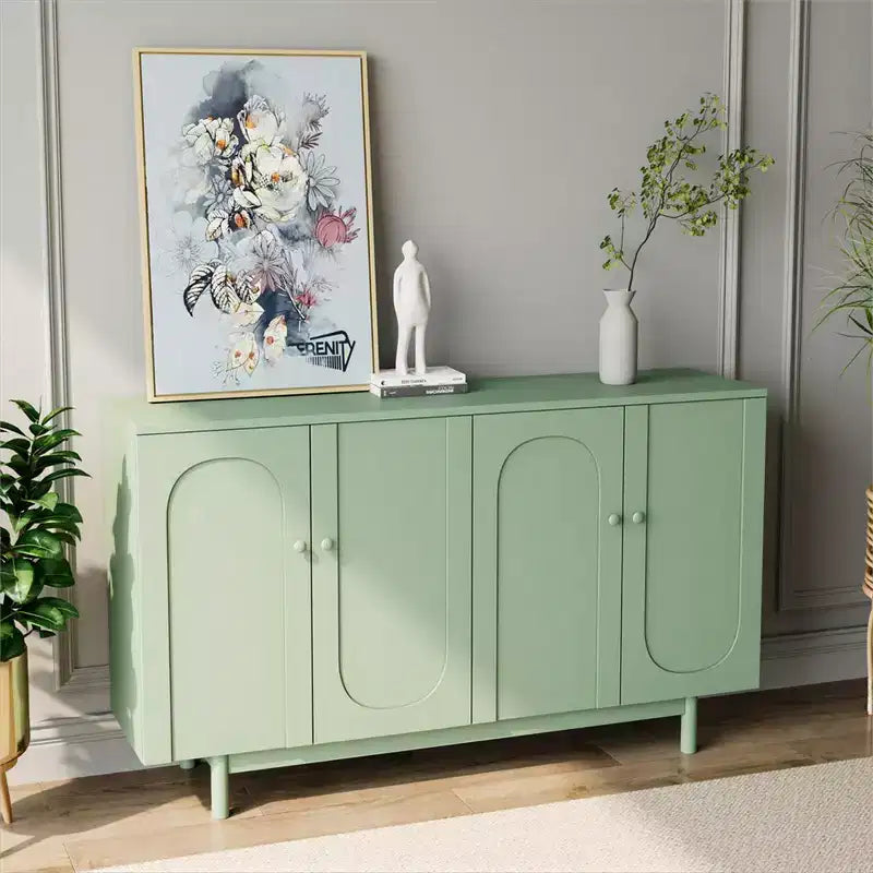 Sideboard Buffet Cabinet, Modern Kitchen Storage Cabinet with 4 Doors and Adjustable Shelves
