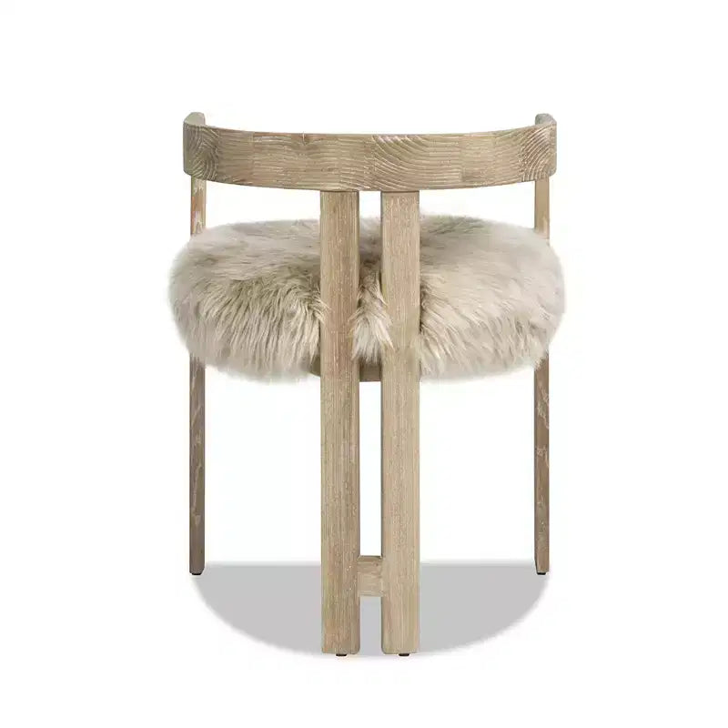 Low Back Genuine Sheepskin Fur Dining Chair, Natural Blonde