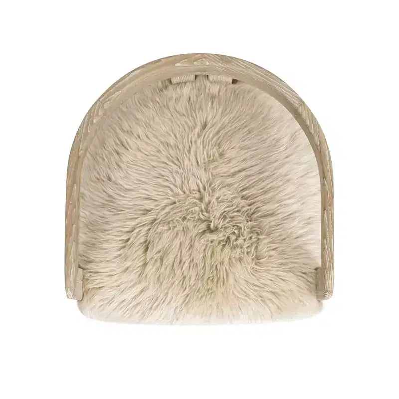 Low Back Genuine Sheepskin Fur Dining Chair, Natural Blonde