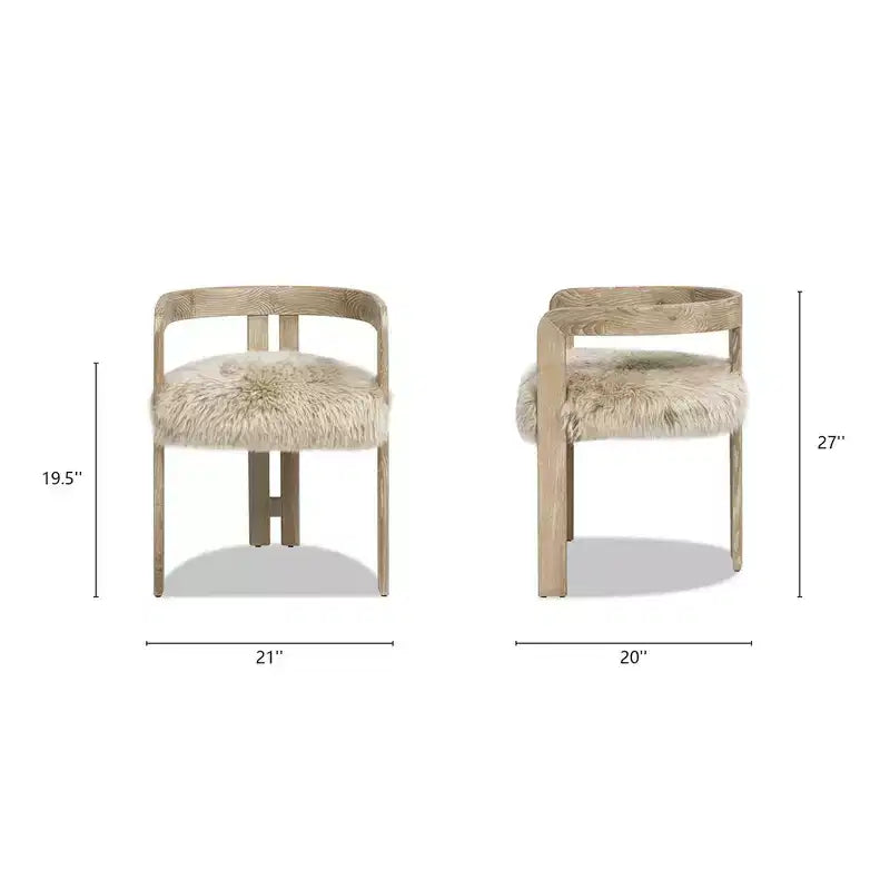 Low Back Genuine Sheepskin Fur Dining Chair, Natural Blonde