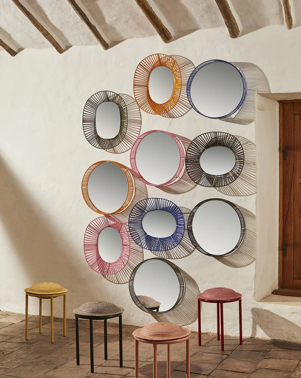 Blue Wall Mirror Oval